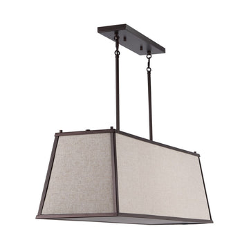 Crosby 42" Minimalist Industrial Trapezoidal Linen Iron Linear LED Pendant - JONATHAN Y